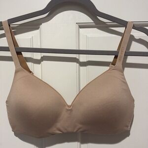 Calvin Klein Size M Beige Lightly Lined Wireless Lounge Bra Convertible